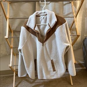 Time and Tru Cream and Tan Sherpa Jacket